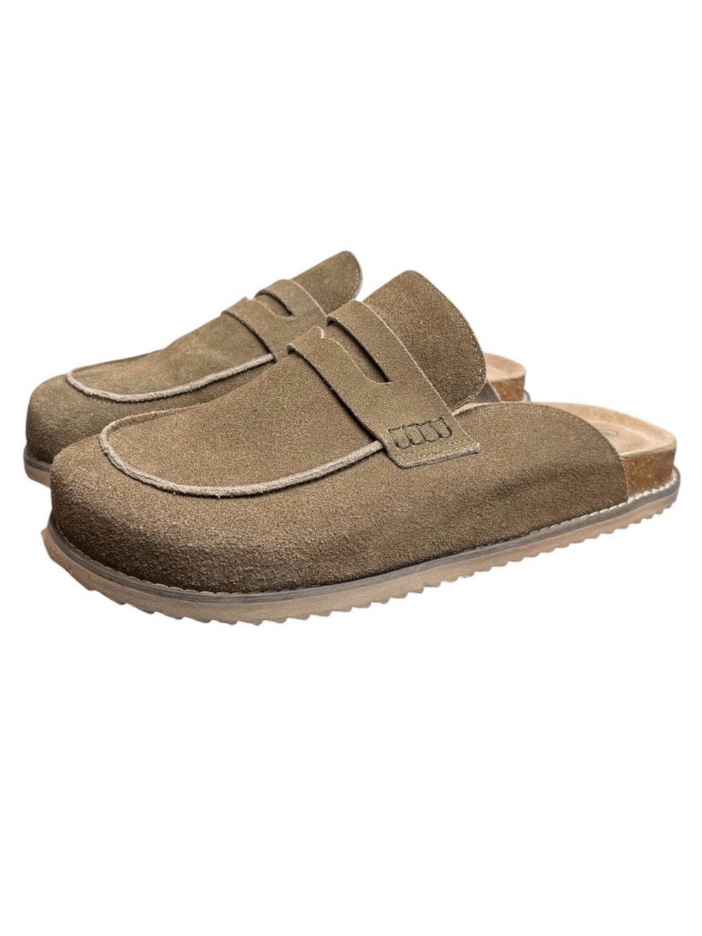 Cushionaire Wally Men's Taupe Suede Slip-On Cork Clog Mule Slide
Shoes Size 13